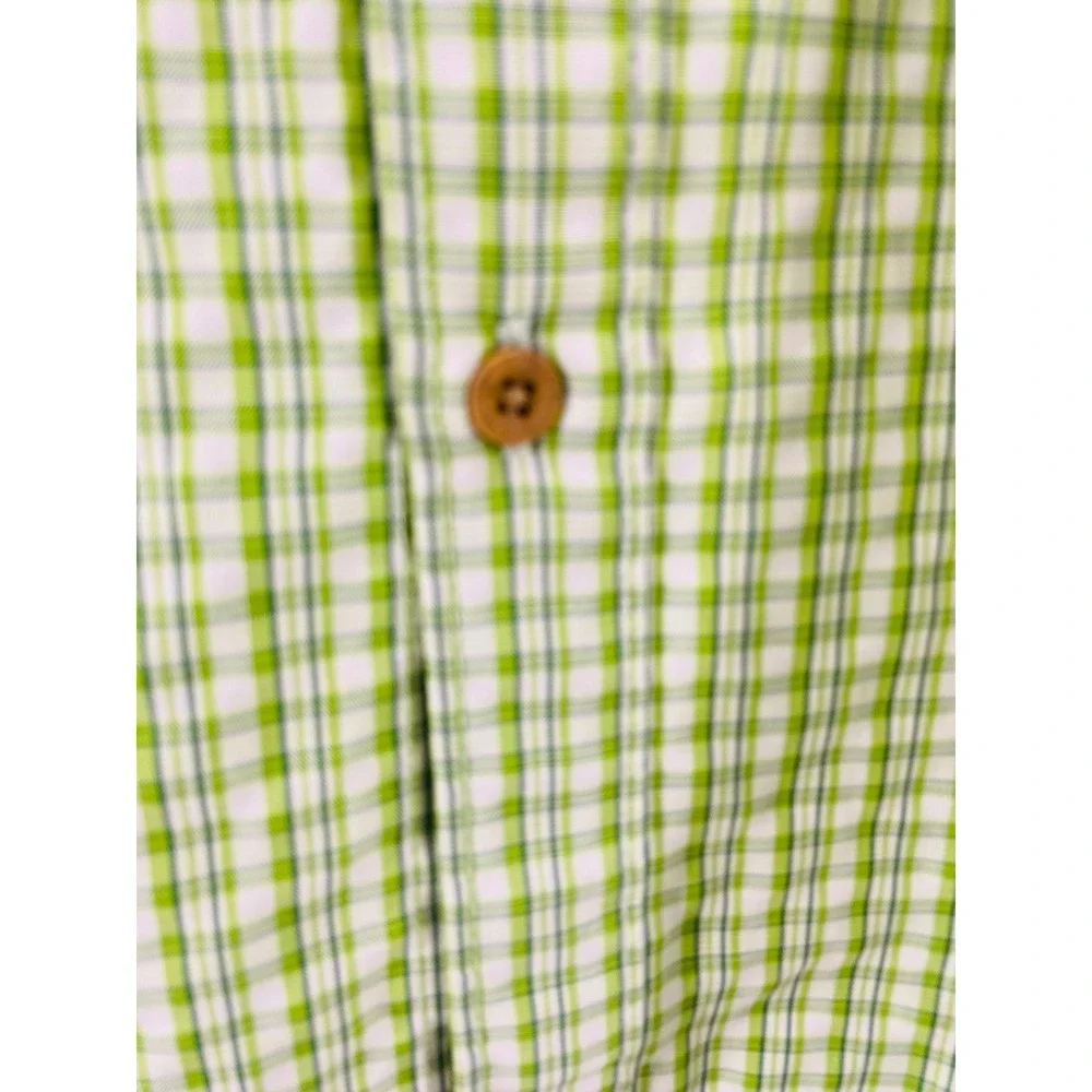 The North Face Mens Green Plaid Short‎ Sleeve Button Down Hiking Shirt Size L